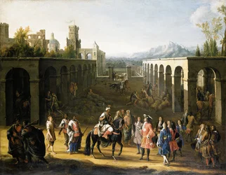 De ontvangst van Francois Pidou de Saint Olon, ambassadeur van koning Lodewijk XIV van Frankrijk, door sultan Moulay Ismael van Marokko op 19 juni 1693