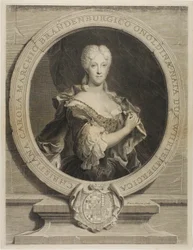 Portret van Christine-Caroline, de markgravin van Brandenbourg-Onoltzbach, vrouw van Guillaume-Frédéric van Württemberg, 1694-1723