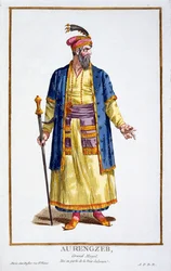 Aurengzeb, Grote Khan van de Mongoolse Hordes uit Recuil des Estampes, representant les Rangs et les Dignites, suivant le Costume de toutes les Nations existantes