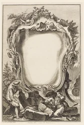 Cartouche voor de Handel (Cartouche Omringd door Elementen van Maritieme Handel)