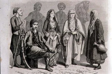 Anatolische kleding in de jaren 1860, gegraveerd door Stephane Pannemaker