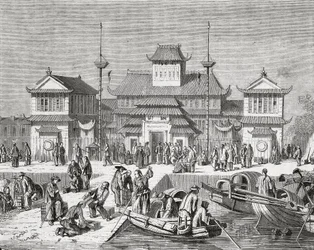 China, Shanghai, Shanghai Douanehuis, gravure