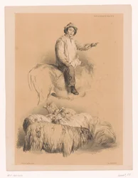 Studies van een herder en een kudde schapen