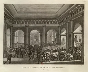 De mensen die het Tuilerieënpaleis binnengaan