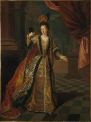 Frans: Portrait présumé de Mademoiselle de Nantes (Louise-Françoise de Bourbon, 1673-1743), en costume de bal
