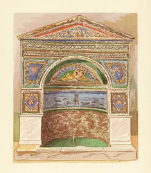 Emaille mozaïekfontein in het Huis van de Beer, of Casa dell
