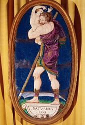 Plaquette met afbeelding van Saturnus, uit het Chateau de Madrid, Neuilly, 1559