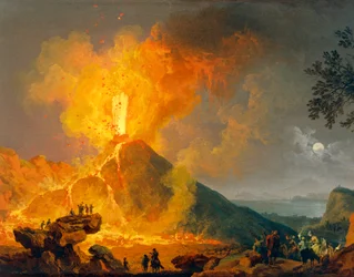 Uitbarsting van de Vesuvius, door Pierre-Jacques Volaire (1729-1792), 52 x 79 cm, detail