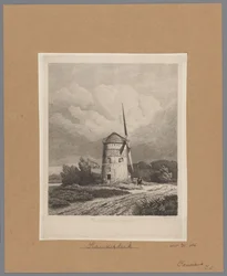 Gezicht op de Steenenmolen of Rembrandts molen in Koudekerk aan den Rijn