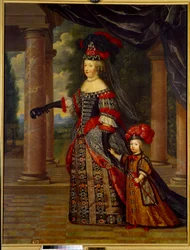 Portret van Marie Thérèse van Oostenrijk, koningin van Frankrijk en de Grote Dauphin