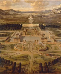 Gezicht op het paleis van Versailles en zijn tuinen door Pierre Patel
