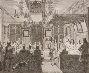 Koning Karel II dineert met Lucy Walter