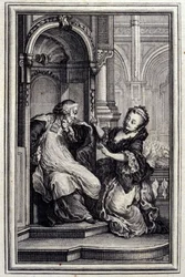 Le Mari biechtvader - in "Tales et nouvelles en vers" door Jean La Fontaine. 1776. Illustratie door P.P. Choffard.