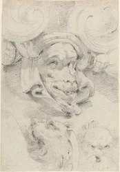 Ornamentale Schetsen met Groteske Maskers