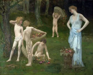 Kinderen in een boomgaard - Puvis de Chavannes, Pierre Cécile (1824-1898). Kinderen in een boomgaard - ca. 1886-1888. The City College of New York