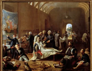 Een ambulance tijdens de Franse veldtocht in 1814 Schilderij door Pierre Vigneron (1789-1872) 1814 Parijs, Musee Carnavalet