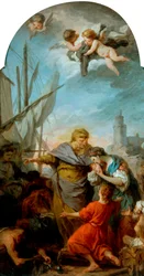 De inscheping van St. Paula naar het Heilige Land, ca. 1738-39