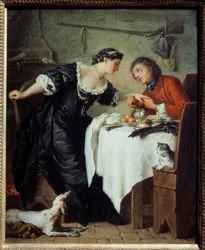 De valk. Illustratie van een fabel van Jean de La Fontaine