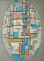 Compositie in ovaal met kleurvlakken 1