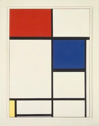 Compositie met blauw, rood en geel