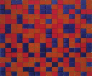 Compositie met Raster 8: Dambordcompositie met Donkere Kleuren