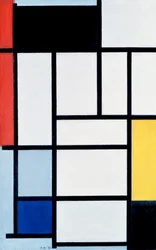 Compositie met rood, geel en blauw