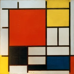 Compositie met groot rood vlak