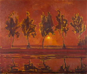 Bomen aan de Gein met opkomende maan, 1907