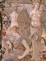 Vertumnus en Pomona. Vertumnus veranderd in een oude vrouw