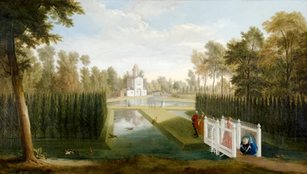 Een Uitzicht op Chiswick Gardens naar de achterkant van het Bagnio (Cascina) Chiswick House