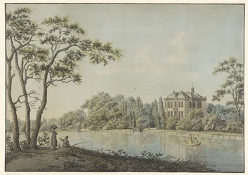 Gezicht op huis Over Holland met theekoepel aan de Vecht te Nieuwersluis