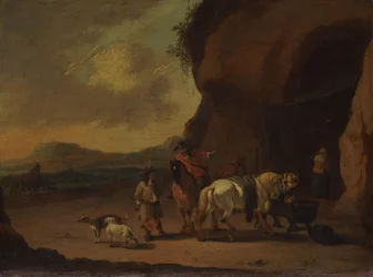 Ruiters gestopt op een bergpas