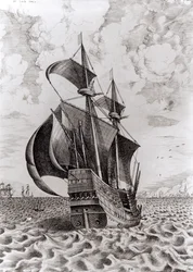 Schip, gegraveerd door Hieronymus Cock