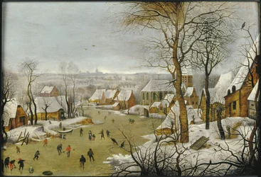 Winterlandschap met een vogelval en de vlucht naar Egypte