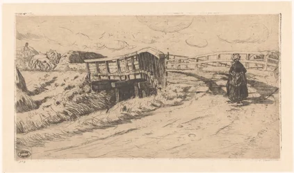 Landweg met brug