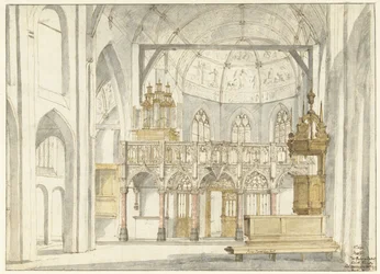 Gezicht op het koor van de Sint-Petruskerk, 