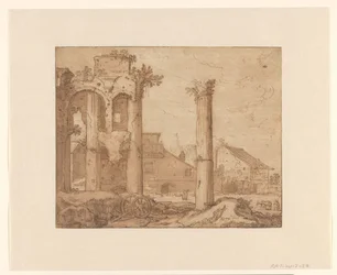 Het Forum van Nerva in Rome, gezien vanaf de Tempel van Minerva