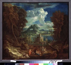 Landschap met badende nimfen