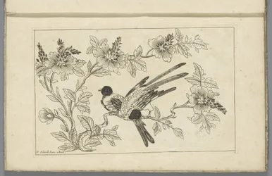 Twee vogels op een bloesemtak Chinese bloemen en vogels (serietitel)