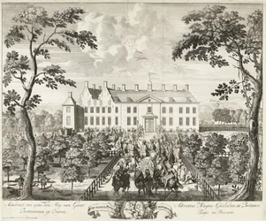 Aankomst van Willem III bij het jachthuis, Hof te Dieren, 1691
