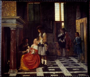 De kaartspelers. Schilderij door Peter Hoogh (1629-1681)
