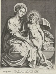 Maria met Christuskind bij wieg