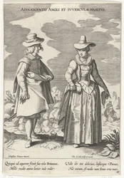 Paar, gekleed volgens de Engelse mode, ca. 1610. Kostuums uit verschillende landen (series title)