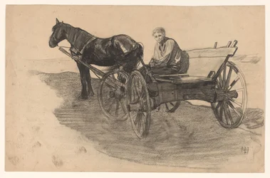 Paard en wagen met iemand erin