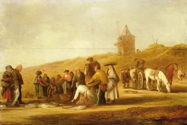 Vissers verkopen hun vangst op het strand
