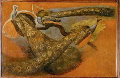 Drie pauwen (schilderij op doek)