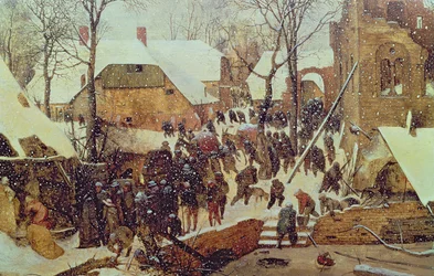 De aanbidding van de wijzen in de sneeuw