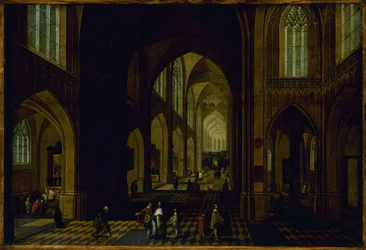 Kerkinterieur, tussen 1600 en 1661 (olieverf op hout)
