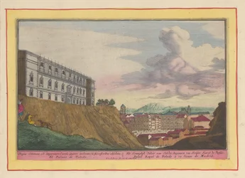 Gezicht op het Alcázar van Toledo en op de stad