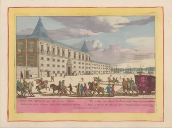 Gezicht op het paleis van Karel VI te Lissabon